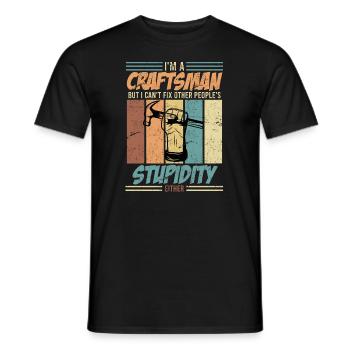 Dakdekker Zimmermann Timmerman Maurer Gipsplatenbouwer - Heren T-shirt - zwart - Voor - AI Model Male 178 light (178cm)