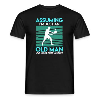 Tennis Pensioner Gift Tennis Racket Tennis Game - Men's T-Shirt - black - Front - AI Model Male 178 light (178cm)