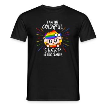Ich bin das bunte Schaf in der Familie LGBT - Männer T-Shirt - Schwarz - Vorne - AI Model Male 178 light (178cm)