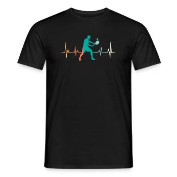 Tennis Herzschlag Herzfrequenz Tennisspieler - Männer T-Shirt - Schwarz - Vorne - AI Model Male 178 light (178cm)