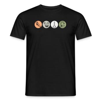 Plumber heating builder plant mechanic vintage - Men's T-Shirt - black - Front - AI Model Male 178 light (178cm)