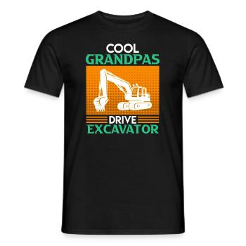 Les grands-pères cool conduisent pelleteuses messieurs - T-shirt homme - noir - Devant - AI Model Male 178 light (178cm)
