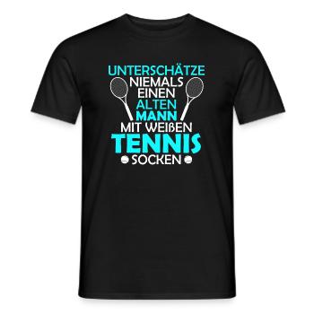 Alter Mann mit Tennissocken Tennis Tennisspieler - Männer T-Shirt - Schwarz - Vorne - AI Model Male 178 light (178cm)
