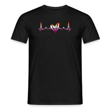 Lesbiennes Lesbiennes Lesbiennes Pride LGBT Pride Battement de cœur - T-shirt homme - noir - Devant - AI Model Male 178 light (178cm)