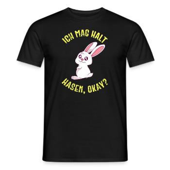 Ich mag halt Hasen, ok? Lustiger Kaninchen Spruch - Männer T-Shirt - Schwarz - Vorne - AI Model Male 178 light (178cm)