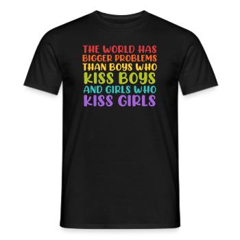 Gay Pride saying World has bigger problems - Men's T-Shirt - black - Front - AI Model Male 178 light (178cm)