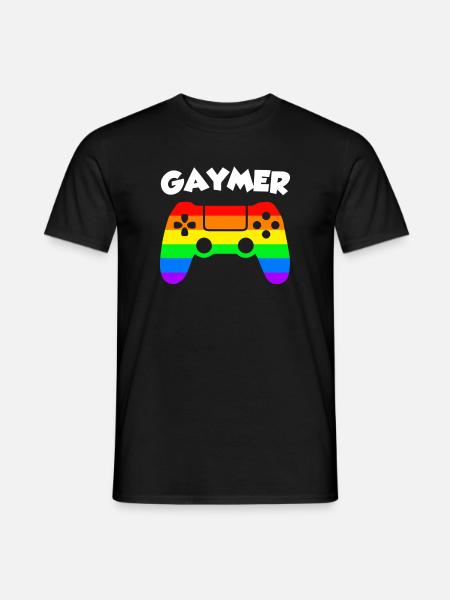 LGBT Pride saying Gaymer Gay Gamer joke fun CSD - Men's T-Shirt - black