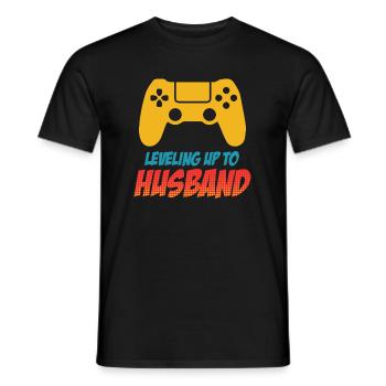Cadeau de mariage Leveling up to Husband hommes - T-shirt homme - noir - Devant - AI Model Male 178 light (178cm)