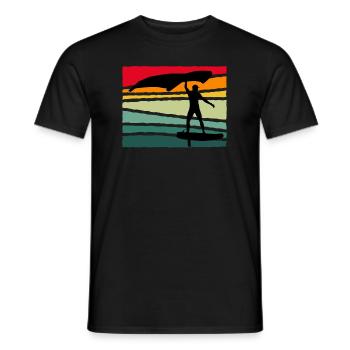 Vintage Wing Foil Wing Surf Gift Wingfoiler - Men's T-Shirt - black - Front - AI Model Male 178 light (178cm)