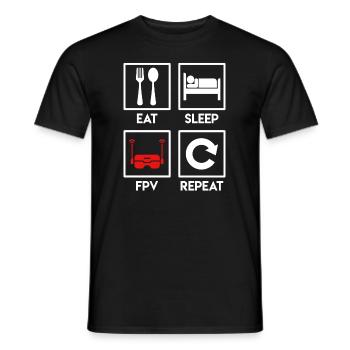 Quadrocopter Spruch Eat Sleep FPV Repeat Drohne - Männer T-Shirt - Schwarz - Vorne - AI Model Male 178 light (178cm)