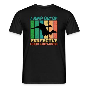 Parachute Springer Airplane Saying Vintage - Men's T-Shirt - black - Front - AI Model Male 178 light (178cm)