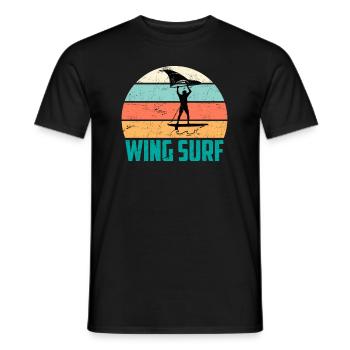 Wing Foil Silhouette Wing Surfer Foiler Gift - Men's T-Shirt - black - Front - AI Model Male 178 light (178cm)