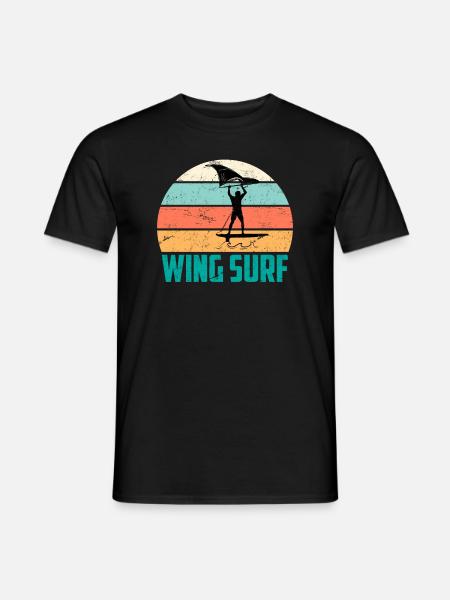 Wing Foil Silhouette Wing Surfer Foiler Geschenk - Männer T-Shirt - Schwarz