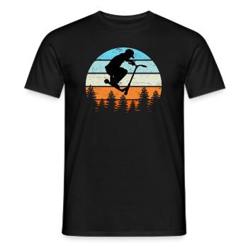 Vintage Skater Scooter Geschenk Roller Tretroller - Männer T-Shirt - Schwarz - Vorne - AI Model Male 178 light (178cm)
