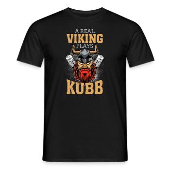 Kubb Spruch ein echter Wikinger spielt Kubb - Männer T-Shirt - Schwarz - Vorne - AI Model Male 178 light (178cm)