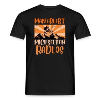 Mountainbike Geschenk MTB Spruch selten radlos - Männer T-Shirt - Schwarz - Vorne - AI Model Male 178 light (178cm)