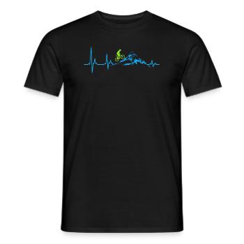 Mountainbike Geschenk Herzschlag Herz Herzfrequenz - Männer T-Shirt - Schwarz - Vorne - AI Model Male 178 light (178cm)