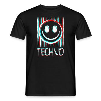 Techno Music Face Record DJ Smile EDM - Men's T-Shirt - black - Front - AI Model Male 178 light (178cm)