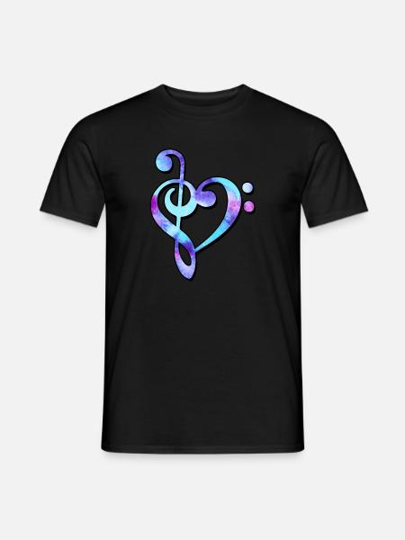Musiknoten Bassschlüssel Notenschlüssel Techno - Männer T-Shirt - Schwarz