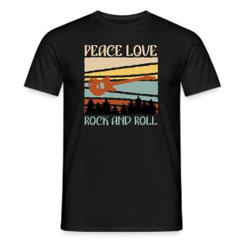 Vintage Gitarren Spruch Peace Love Rock n Roll - Männer T-Shirt - Schwarz - Vorne - AI Model Male 178 light (178cm)