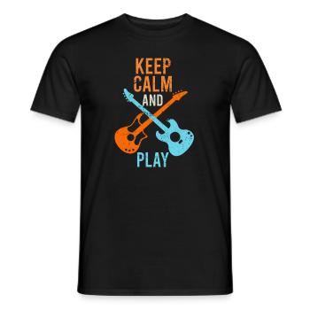 E-Gittare Guitarists Saying keep calm - Men's T-Shirt - black - Front - AI Model Male 178 light (178cm)