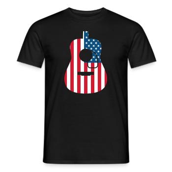 Musicien guitare guitare acoustique USA Drapeau Amérique - T-shirt homme - noir - Devant - AI Model Male 178 light (178cm)