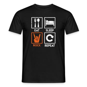 Rocker Saying Eat Sleep Rock Repeat Rock Music - Men's T-Shirt - black - Front - AI Model Male 178 light (178cm)