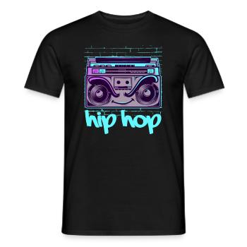 Hip Hop Cassette Recorder Rapper Music 90s HipHop - Men's T-Shirt - black - Front - AI Model Male 178 light (178cm)