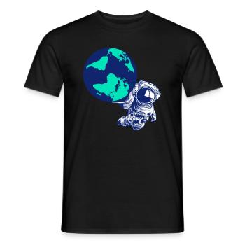 Astronaut Globe Universe Galaxy Solar System - Men's T-Shirt - black - Front - AI Model Male 178 light (178cm)