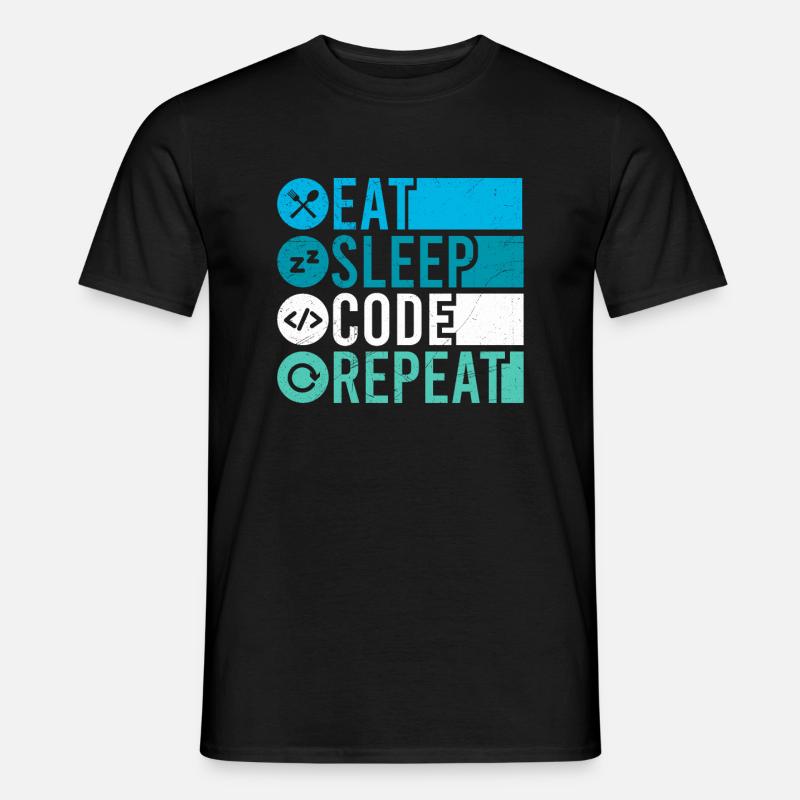 Eat Sleep Code Repeat Programmierer Software - Männer T-Shirt - Schwarz