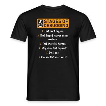 6 Stufen des Debugging Software Entwickler - Männer T-Shirt - Schwarz - Vorne - AI Model Male 178 light (178cm)