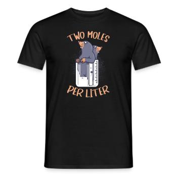 Funny chemist Joke Two Moles per liter laboratory - Men's T-Shirt - black - Front - AI Model Male 178 light (178cm)