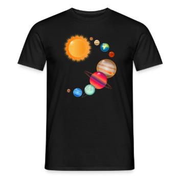 Cosmos Universe Planets in the Solar System - Men's T-Shirt - black - Front - AI Model Male 178 light (178cm)
