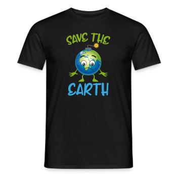 Environment Climate Protection Slogan Save the Earth - Men's T-Shirt - black - Front - AI Model Male 178 light (178cm)