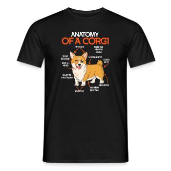 Corgi propriétaire de chien Anatomie d’un Corgis - T-shirt homme - noir - Devant - AI Model Male 178 light (178cm)
