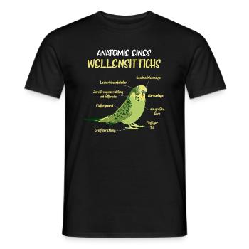 Anatomy of a Budgerigar Bird Parakeet - Men's T-Shirt - black - Front - AI Model Male 178 light (178cm)