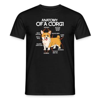 Dog Anatomy Welsh Corgi Dog Anatomy - Men's T-Shirt - black - Front - AI Model Male 178 light (178cm)