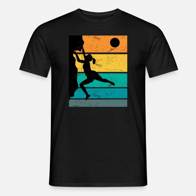 Retro Boulder Felsklettern Freiklettern - Männer T-Shirt - Schwarz