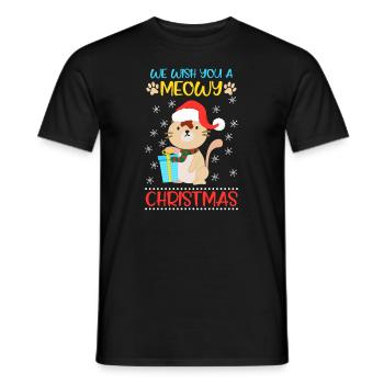 Katzen Weihnachten Meowy Christmas - Männer T-Shirt - Schwarz - Vorne - AI Model Male 178 light (178cm)