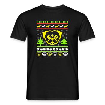 Hunde Mops HUndebesitzer Ugly Christmas Spaß - Männer T-Shirt - Schwarz - Vorne - AI Model Male 178 light (178cm)