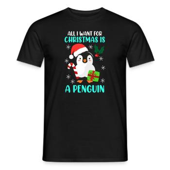 Weihnachtswunsch Pinguin Weihnachten - Männer T-Shirt - Schwarz - Vorne - AI Model Male 178 light (178cm)