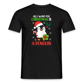 Ugly Christmas Pingouin Cadeau de Noël - T-shirt homme - noir - Devant - AI Model Male 178 light (178cm)