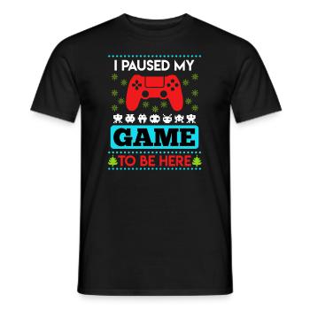 Noël Gamer paused Game to be here Ugly - T-shirt homme - noir - Devant - AI Model Male 178 light (178cm)