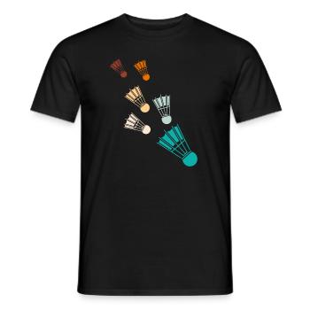 Retro Badminton Federbälle Shuttlecocks - Männer T-Shirt - Schwarz - Vorne - AI Model Male 178 light (178cm)