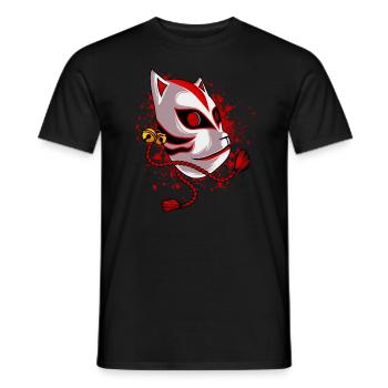 Kitsune Japanese Fox Mask Anime Manga - Men's T-Shirt - black - Front - AI Model Male 178 light (178cm)