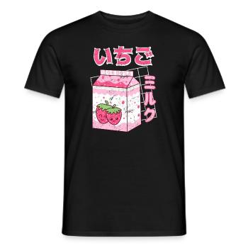 Anime Manga Kawaii Strawberry Milkshake Milk Shake - T-shirt homme - noir - Devant - AI Model Male 178 light (178cm)