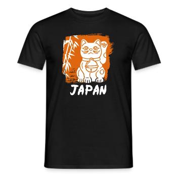 Winkende Katze Maneki-Neko Japan Kätzchen - Männer T-Shirt - Schwarz - Vorne - AI Model Male 178 light (178cm)