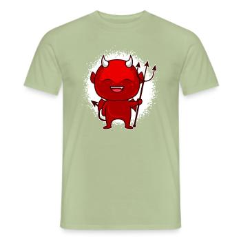 Petit Diable Satan Antéchrist - T-shirt homme - vert sauge - Devant - AI Model Male 178 light (178cm)