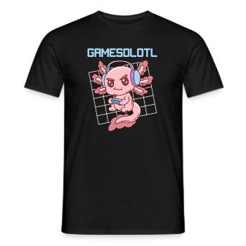 Kawaii Manga Axolotl Gaming Axolotl Gamer - Männer T-Shirt - Schwarz - Vorne - AI Model Male 178 light (178cm)