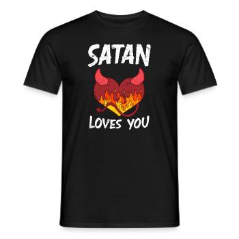 Satan loves You Party Devil Antichrist - Men's T-Shirt - black - Front - AI Model Male 178 light (178cm)